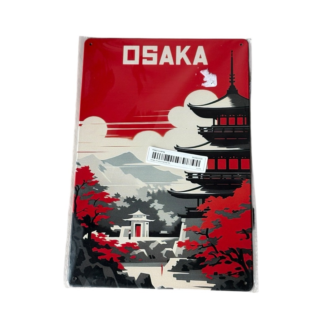 Osaka Tin Metal Sign Japanese Themed Travel Japan
